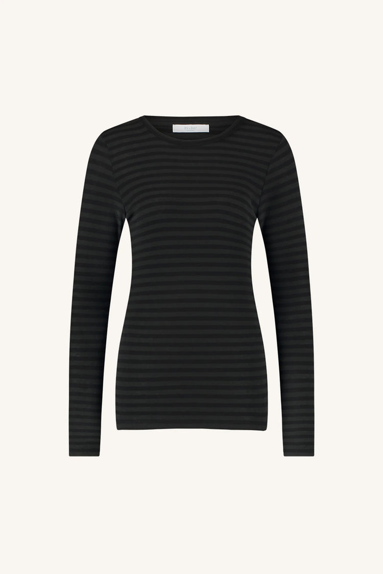 By Bar Basic ls Melange Stripe Top jet black