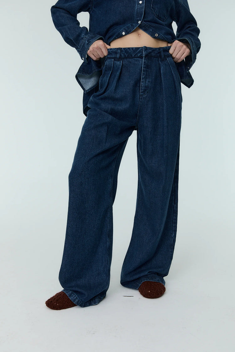 The New Society Gothenburg Pants midnight blue denim