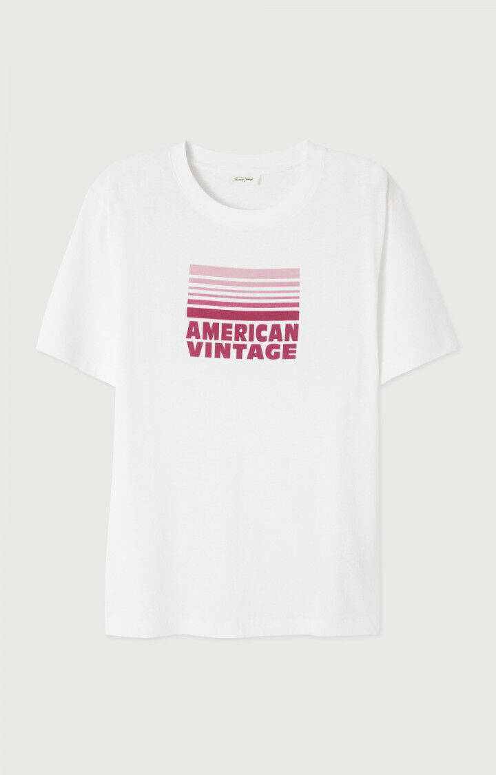 American Vintage YKO02A T-shirt blanc print fuchsia