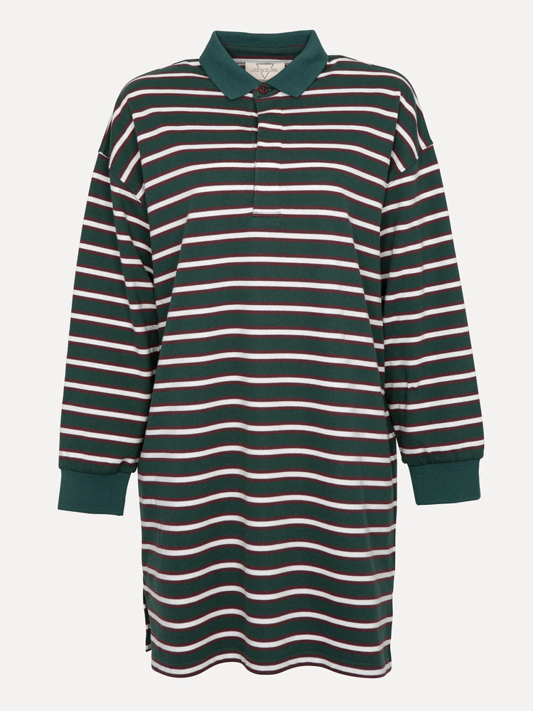 Uma Dress green bordeaux stripe